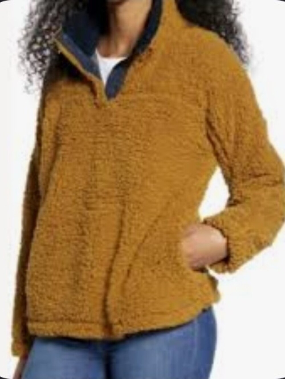 Thread & Supply Mustard Sherpa Pullover Hoodie